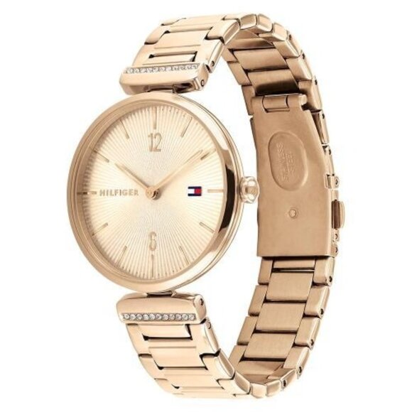 Tommy Hilfiger Carnation Gold Stainless Steel Crystal Women's Bracelet Watch NWT - Picture 1 of 3